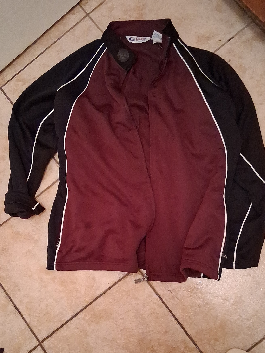 Burgundy & Black Men's Athletic Jacket
